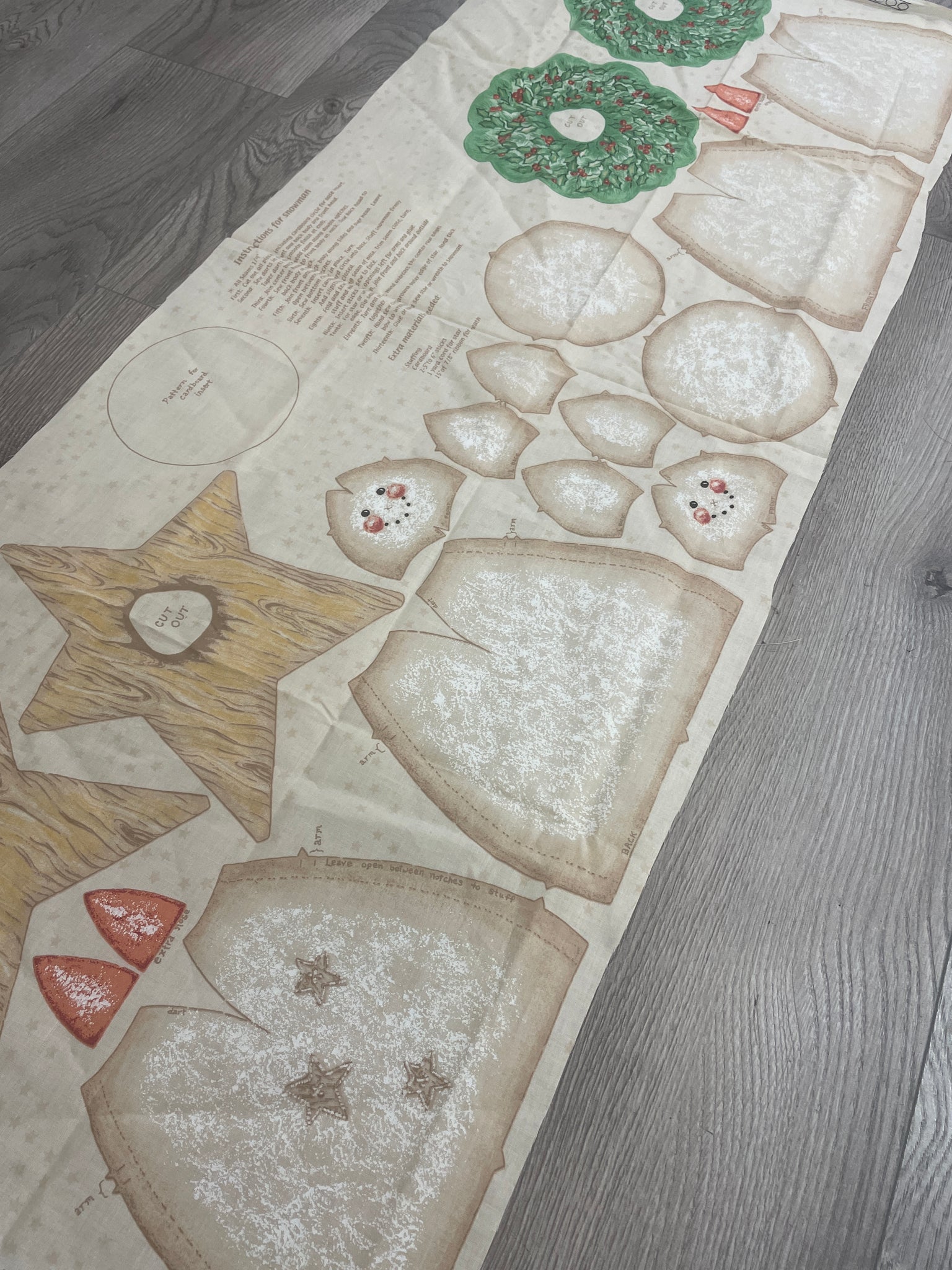 1/2 YD Quilting Cotton Panel Vintage - Stuffed Snowman