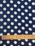 4 YD Rayon - Navy Blue with White Polka Dots