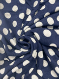 4 YD Rayon - Navy Blue with White Polka Dots