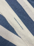 3 3/8 YD Cotton Blend Knit - White with Printed Stripes in Heather Blue