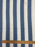 3 3/8 YD Cotton Blend Knit - White with Printed Stripes in Heather Blue