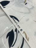2 1/8 YD Poly/Cotton Slub Weave - Off White with Brush Stroke Flowers in White, Beige, and Black