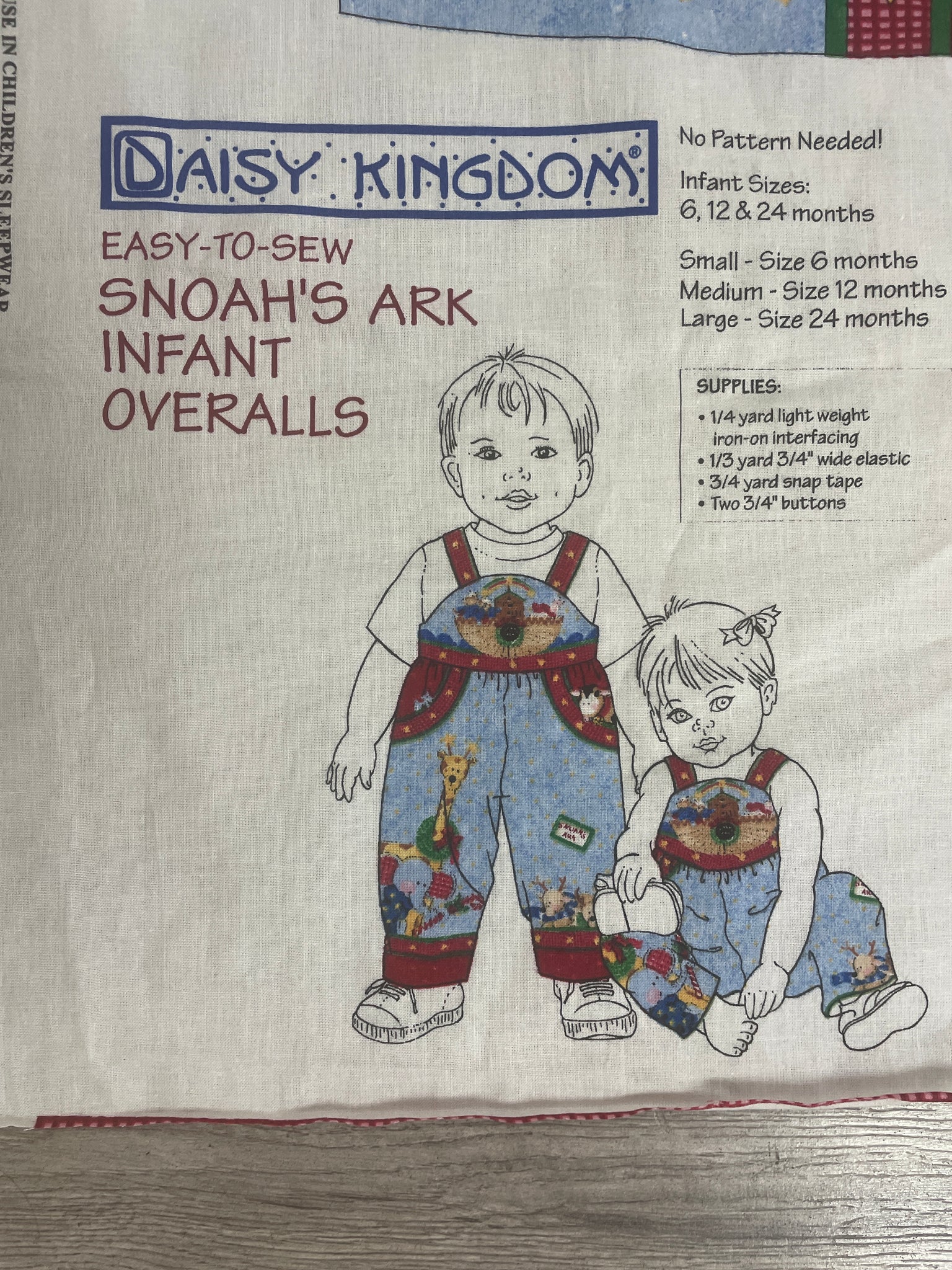 1 YD Quilting Cotton Panel Vintage - "S'Noah's Ark" Overalls