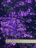 1 7/8 YD Nylon Chiffon - Black with Purple Flowers and Leaves