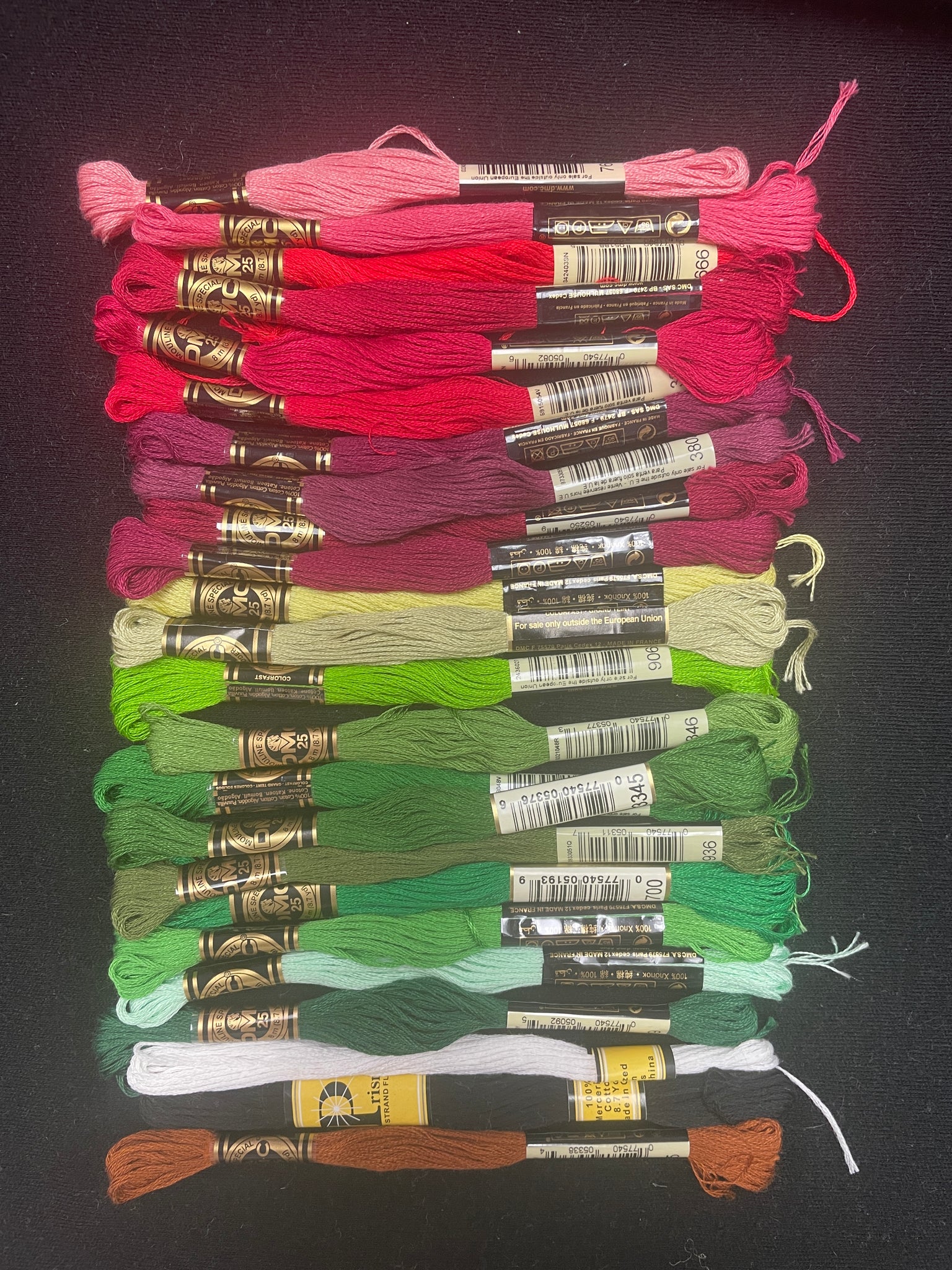 Embroidery 6-Strand Floss Bundle of 24 Hanks - Christmas Colors #1