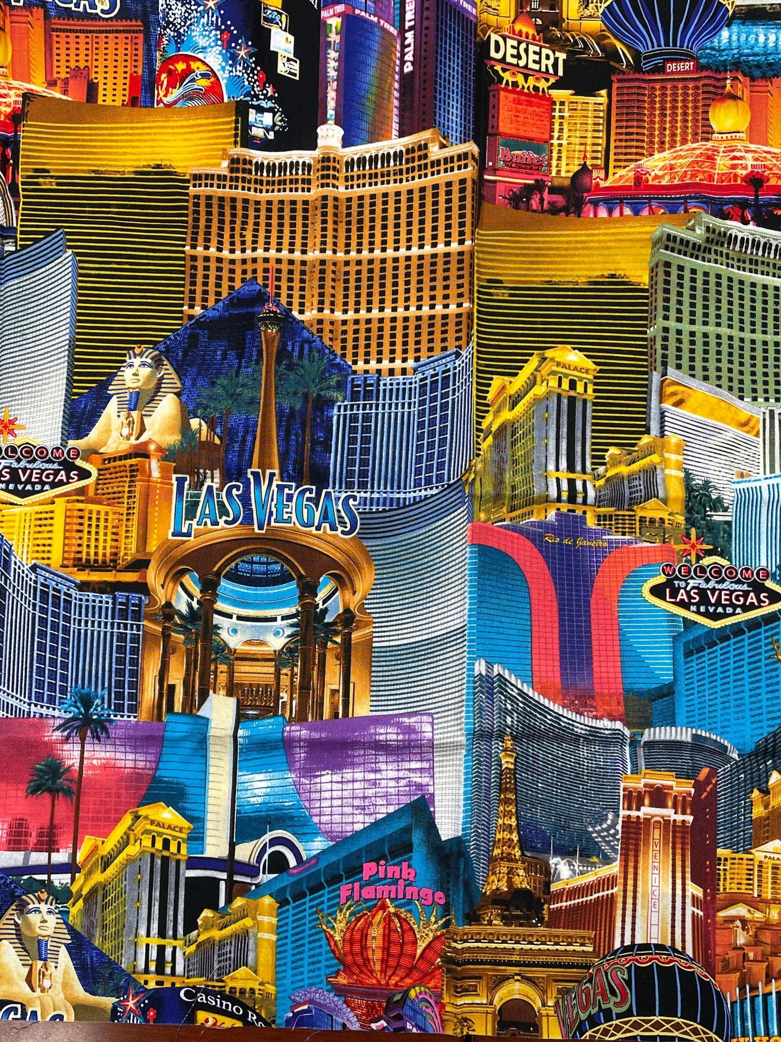 2/3 YD Quilting Cotton Remnant - "Las Vegas Nights"