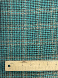 1 YD Wool Yarn-Dyed Plaid Vintage - Turquiose, Black, and Heather Gray with Lining, Zipper, and Label