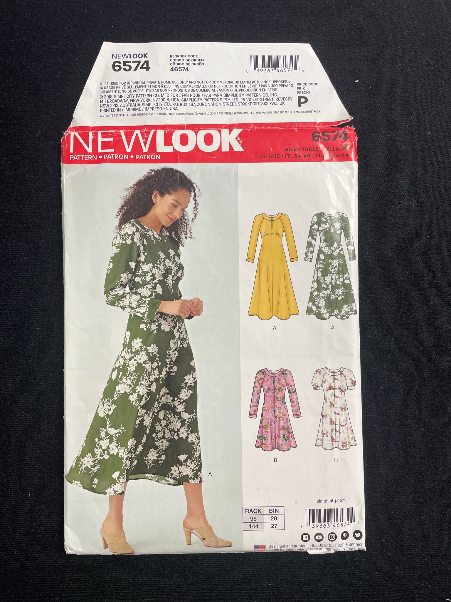 2018 New Look 6574 Sewing Pattern - Adult Dresses FACTORY FOLDED