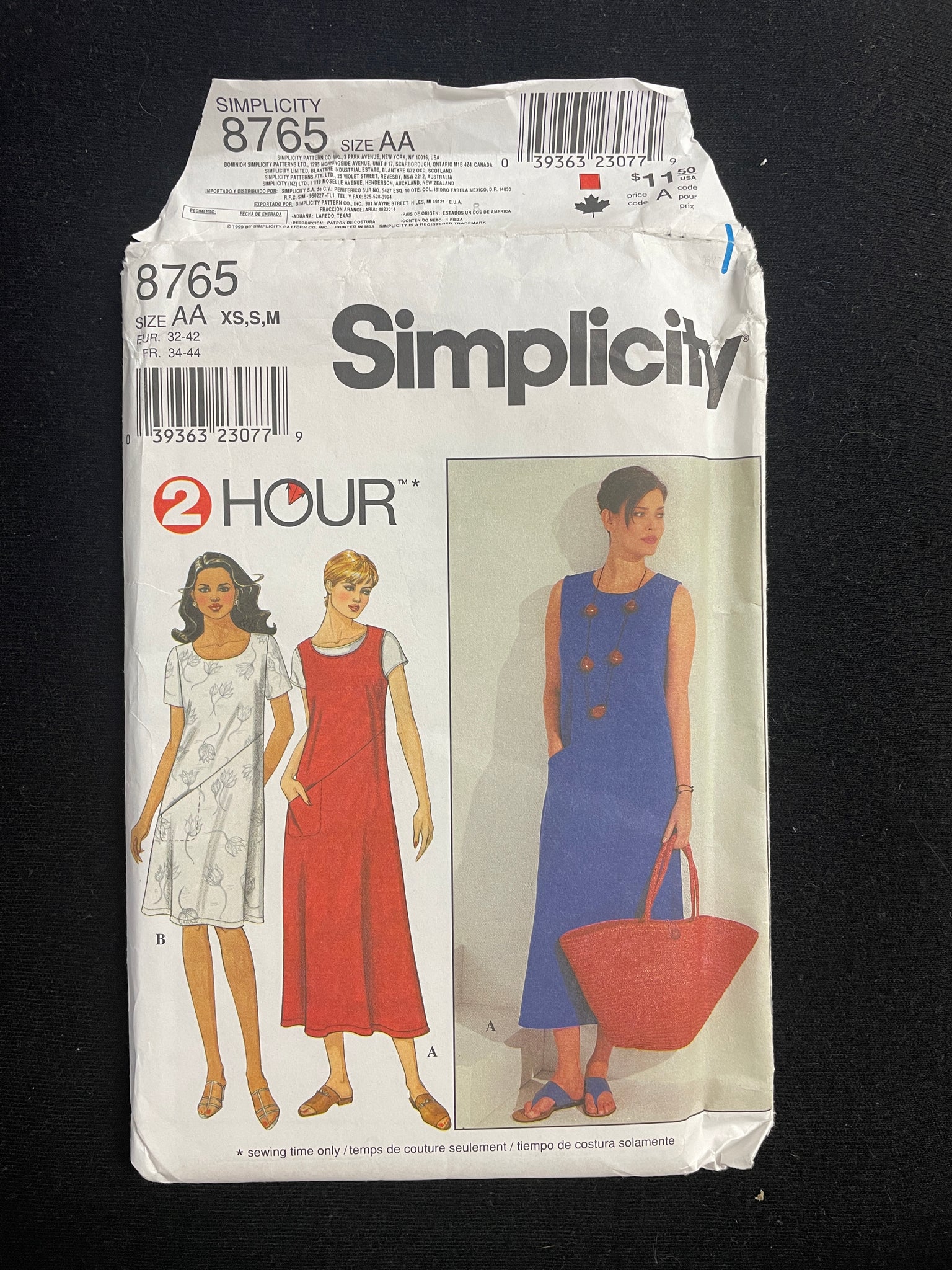1999 Simplicity 8765 Sewing Pattern - Adult Dresses FACTORY FOLDED