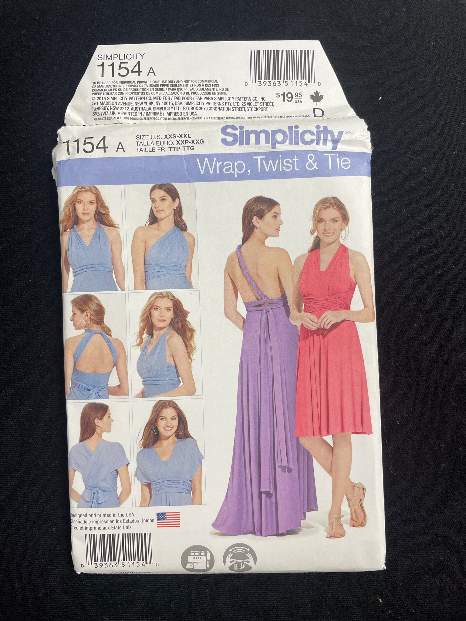 2015 Simplicity 1154 Sewing Pattern - Adult Dresses FACTORY FOLDED