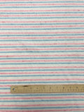3/4+ YD Nylon Sweater Knit Stripe EXTRA WIDE Vintage - White, Pink and Blue