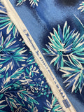 4 1/2 YD Cotton with Border Vintage - Tropical Trees and Waterfalls in Blues