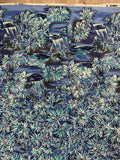 4 1/2 YD Cotton with Border Vintage - Tropical Trees and Waterfalls in Blues