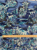 4 1/2 YD Cotton with Border Vintage - Tropical Trees and Waterfalls in Blues