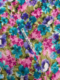 Nylon Dot Jacquard Vintage - Bright Flowers on a Pink Background