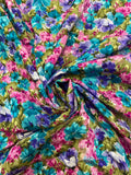 Nylon Dot Jacquard Vintage - Bright Flowers on a Pink Background