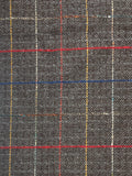 Wool Yarn-Dyed Plaid - Gray and Black Ruler with Red, Blue, and Yellow