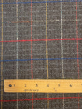 Wool Yarn-Dyed Plaid - Gray and Black Ruler with Red, Blue, and Yellow