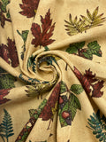 Cotton Duck - Mottled Dark Yellow with Leaves