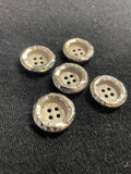 Button Plastic Set of 5 or 6 - Metallic Silver