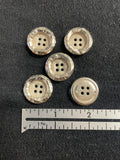 Button Plastic Set of 5 or 6 - Metallic Silver