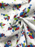 1 7/8 YD Cotton Embossed Vintage - White with Jack-in-the-Box and Stars