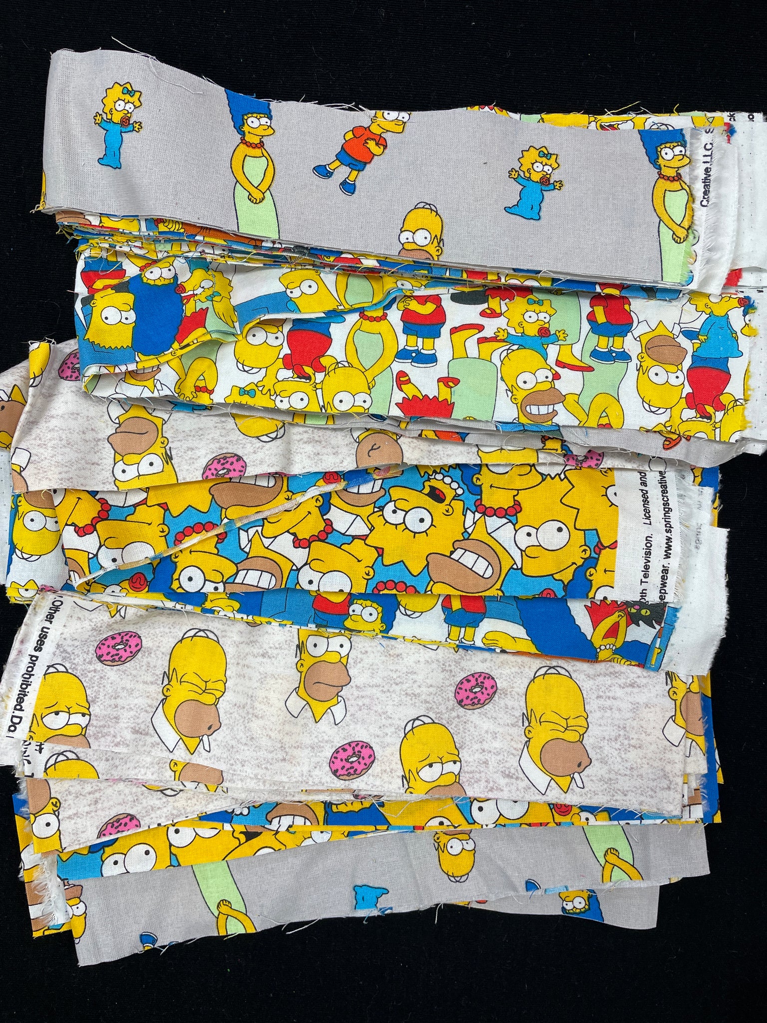 Bundle of Quilting Cotton Strips - The Simpsons Prints 1 POUND