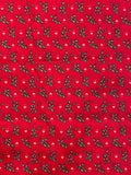 3/4 YD Quilting Cotton Remnant - Red with Pink Hearts and Green Holly