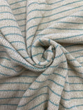 1 1/4 YD Polyester Sweater Knit - Ecru and Aqua