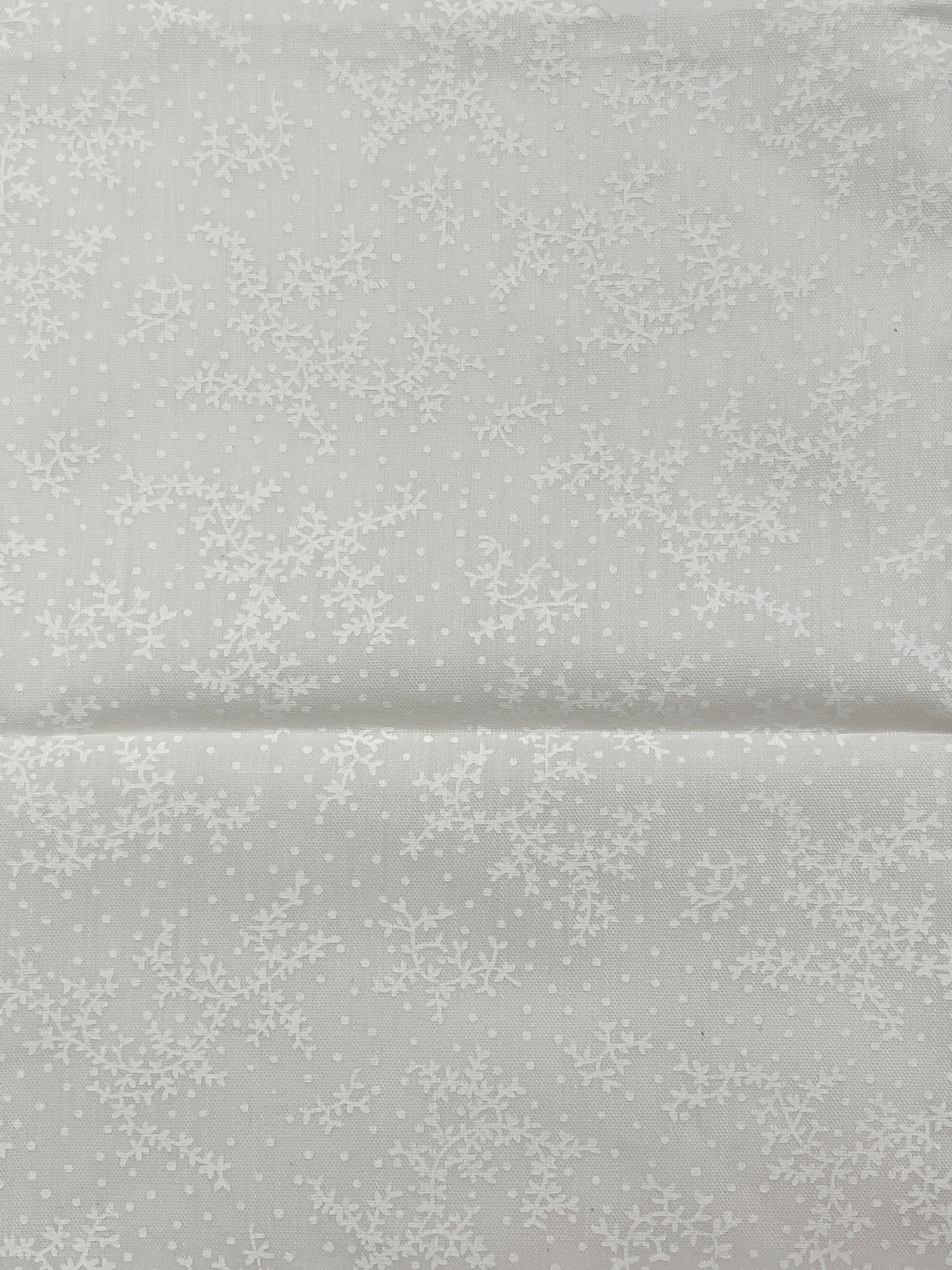 1 YD Poly/Cotton Voile - White with White Dots and Sprigs