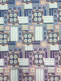 3 5/8 YD Nylon Knit Vintage - Purple, Aqua, Beige Geometric Motifs on White