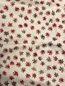 3 1/2 YD Polyester Vintage - Beige with Red and Brown Fall Leaves