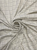 1 7/8 YD Nylon Knit Printed Plaid - Black and Gray on Off White