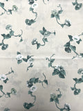 1 2/3 YD Poly/Cotton Vintage - Cream with Green and White Morning Glory Flowers