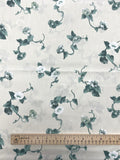 1 2/3 YD Poly/Cotton Vintage - Cream with Green and White Morning Glory Flowers