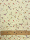 4 1/8 YD Cotton Flannel - Yellow with Orange, Purple, and Tan Flowers