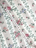 Poly/Cotton Vintage - Off White with Stripes of Flowers and Tiny Dusty Pink Dots