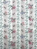 Poly/Cotton Vintage - Off White with Stripes of Flowers and Tiny Dusty Pink Dots