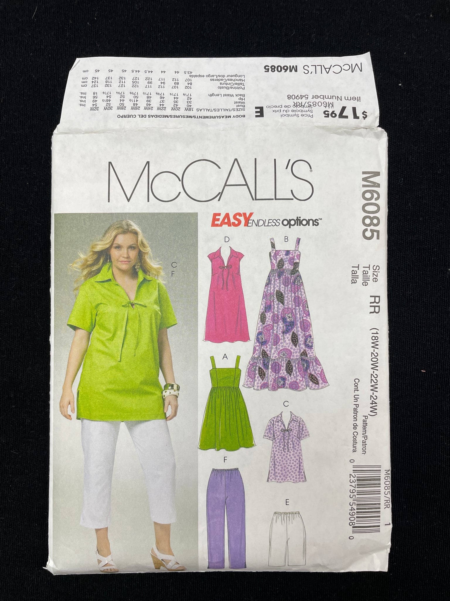 2010 McCall's 6085 Sewing Pattern - Adult Dresses, Tops, Pants and Shorts FACTORY FOLDED