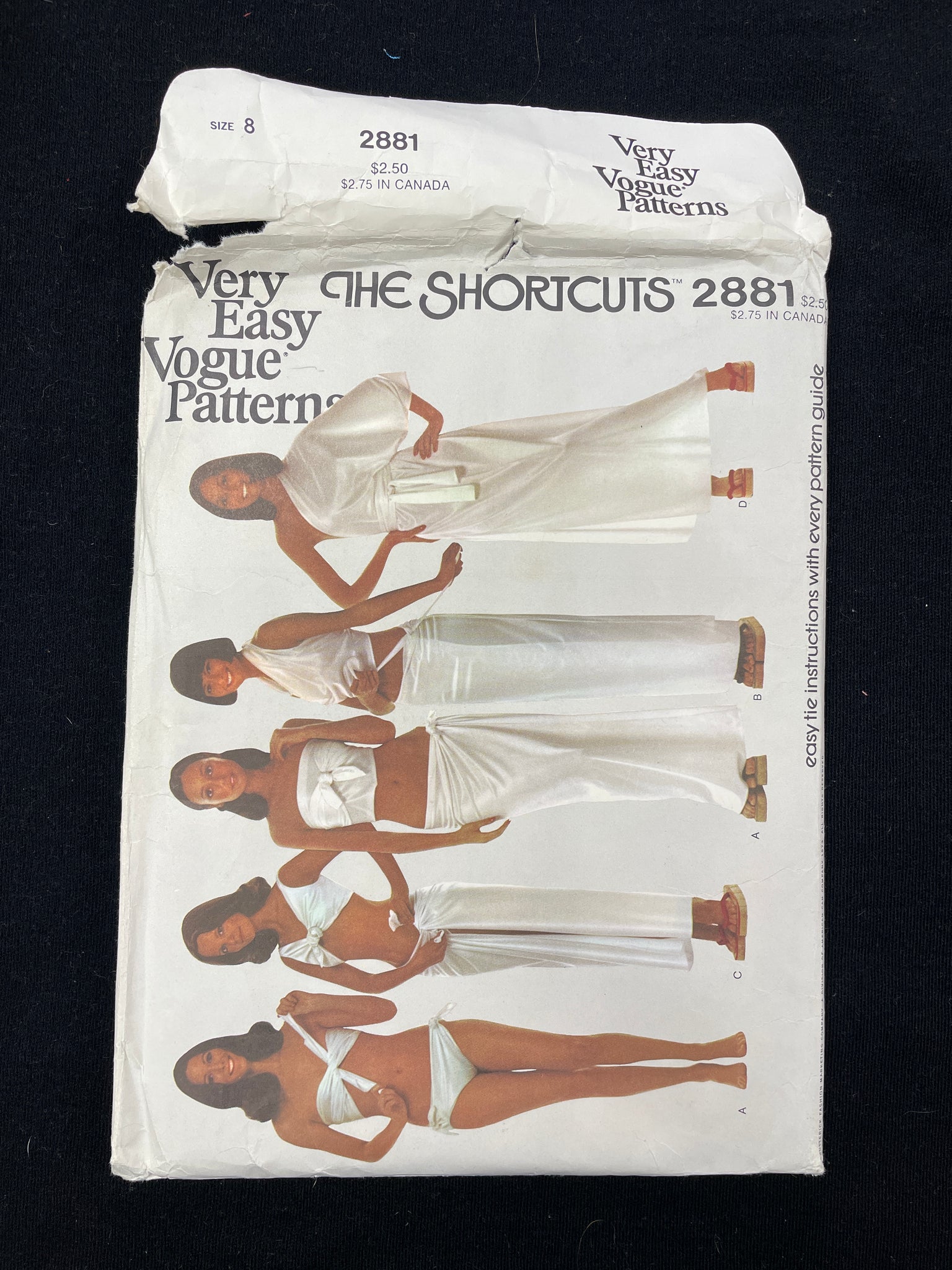 1973 Vogue 2881 Sewing Pattern - Adult Knit Tops, Cover-Ups, Pantskirt, Skirt, Bikini and Carry-All FACTORY FOLDED