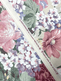 Poly/Cotton Vintage - Pink, Mauve and Lavender Flowers on Light Beige