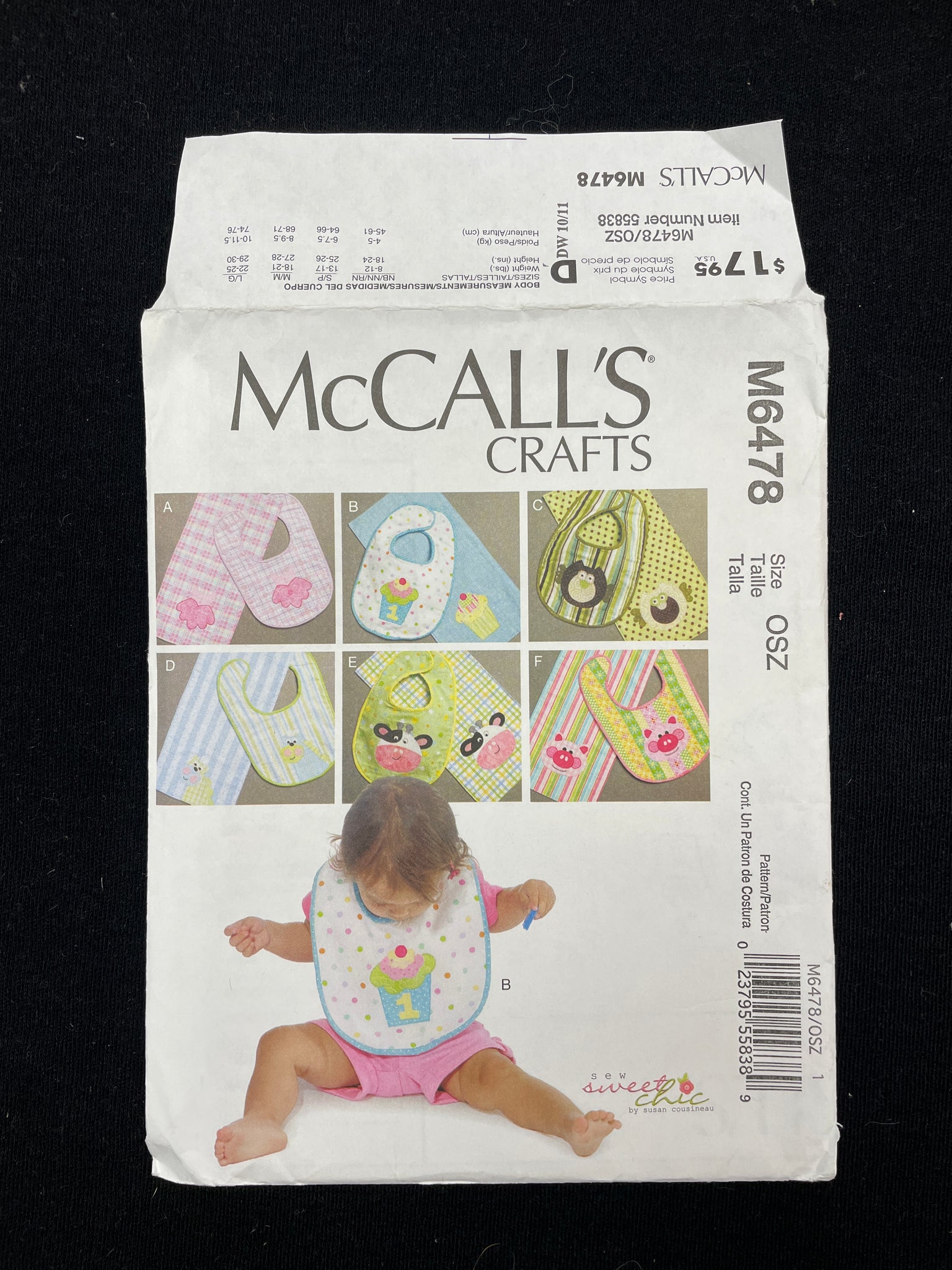 2011 McCall's 6478 Sewing Pattern - Babies' Bibs and Burpcloths