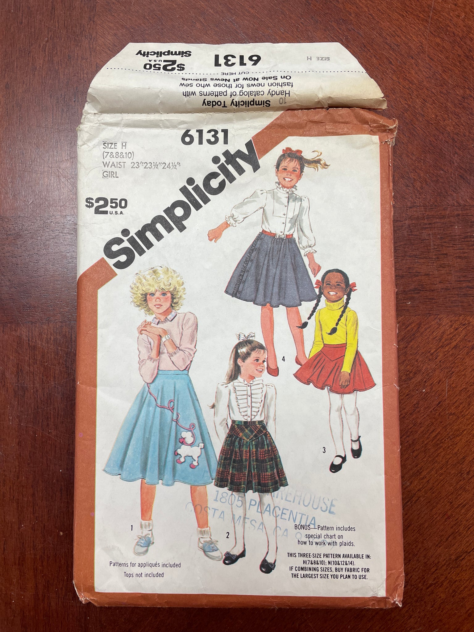 1983 Simplicity 6131 Pattern - Child's Skirts