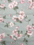 3 5/8 YD Poly/Cotton Vintage - Pink and White Dogwood Flowers on Mint Green