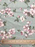 3 5/8 YD Poly/Cotton Vintage - Pink and White Dogwood Flowers on Mint Green