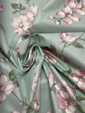 3 5/8 YD Poly/Cotton Vintage - Pink and White Dogwood Flowers on Mint Green