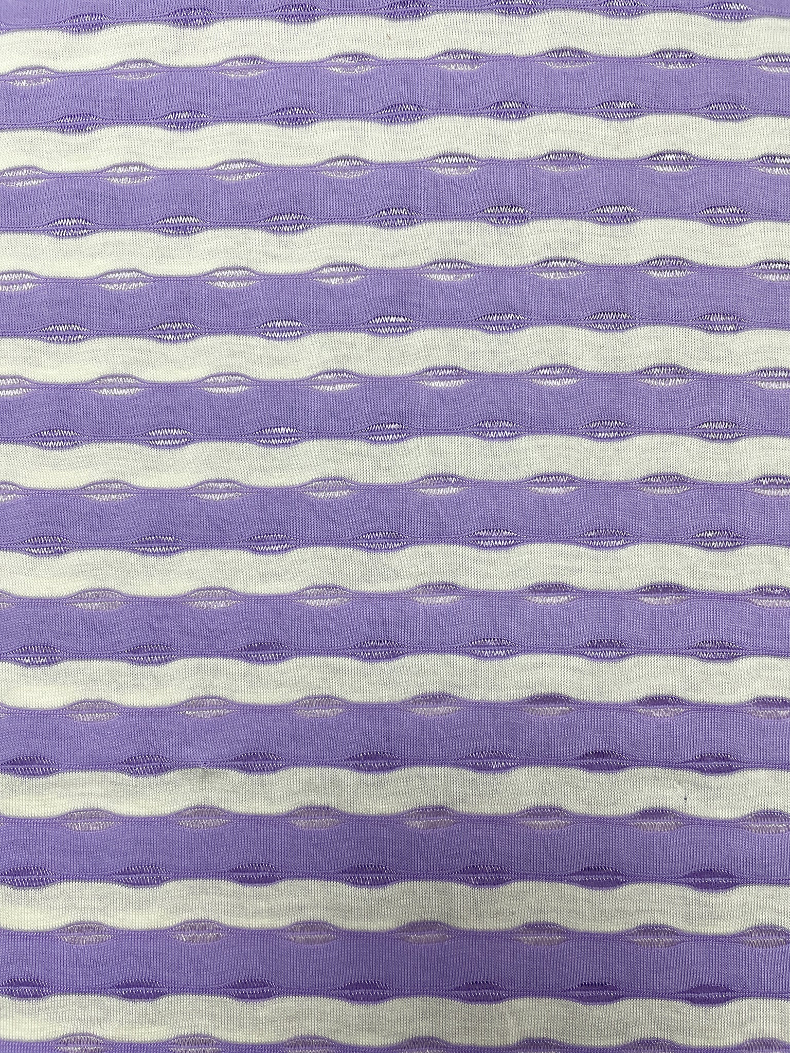 2 YD Poly/Cotton Yarn-Dyed Stripe Knit - Light Purple and White