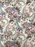 Cotton Vintage - Light Beige with Pink and Blue Flowers with Pink, Blue and Green Filigree