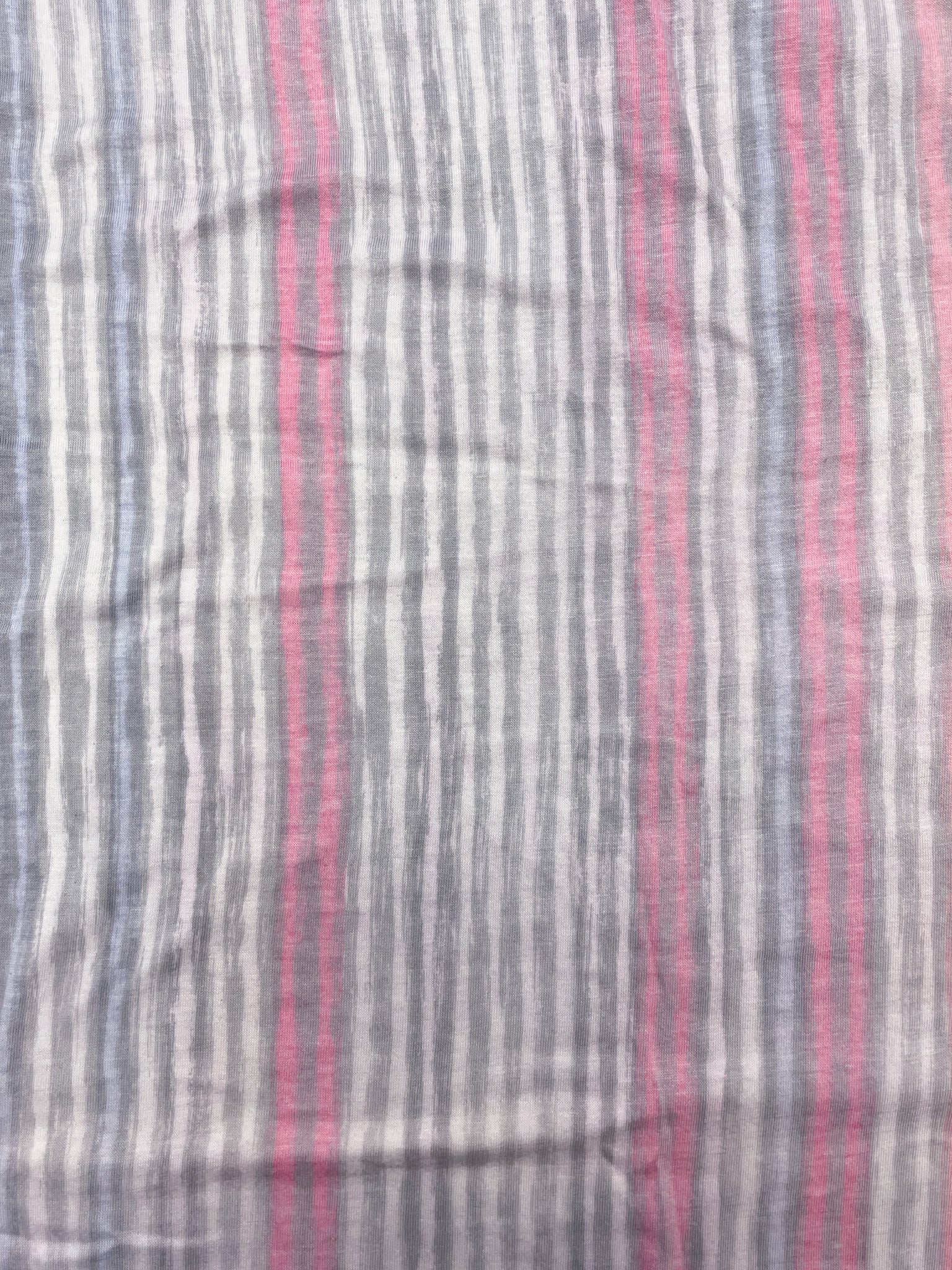 1 1/2 YD Poly/Cotton Printed Stripe Knit Vintage - "Chalk" Stripes in Gray, Pinks and Lavender