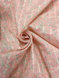 4 7/8 YD Cotton/Poly with Self Stripe Vintage - Peach with Pink and Peach Flowers
